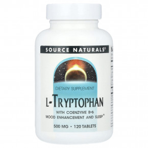 Source Naturals, L-триптофан с коэнзимом B-6, 120 таблеток - описание