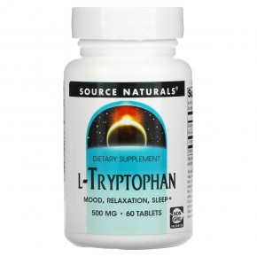 Source Naturals, L-триптофан, 500 мг, 60 таблеток (166 мг в 1 таблетке) - описание