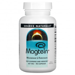 Source Naturals, Magtein, L-треонат магния, 667 мг, 90 капсул - описание