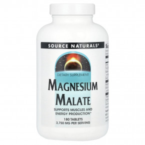 Source Naturals, малат магния, 3750 мг, 180 таблеток (1250 мг в 1 таблетке) - описание