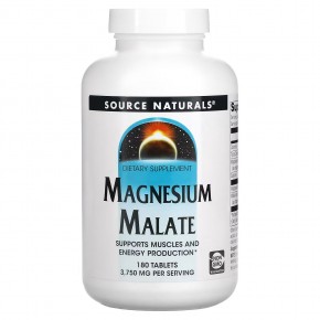 Source Naturals, малат магния, 3750 мг, 180 таблеток (1250 мг в 1 таблетке) - описание