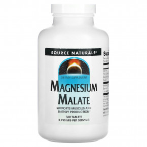 Source Naturals, малат магния, 3750 мг, 360 таблеток (1250 мг в 1 таблетке) - описание