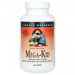 Source Naturals, Mega-Kid, жевательные мультивитамины, для детей от 2 до 10 лет, вкус натуральных ягод, 60 жевательных таблеток в Москве - eco-herb.ru | фото