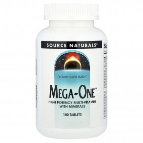 Source Naturals, Mega-One ™, высокоэффективный мультивитаминный комплекс с минералами, 180 таблеток - описание