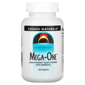 Source Naturals, Mega-One, высокоэффективный мультивитамин с минералами, 180 таблеток - описание