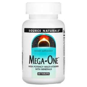Source Naturals, Mega-One, высокоэффективный мультивитамин с минералами, 60 таблеток - описание