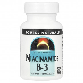 Source Naturals, Ниацинамид B3, 100 мг, 100 таблеток - описание