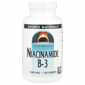 Source Naturals, Ниацинамид B3, 1500 мг, 100 таблеток - описание