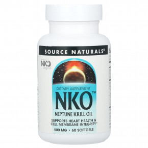 Source Naturals, NKO™, Neptune, масло криля, 500 мг, 60 капсул - описание | фото