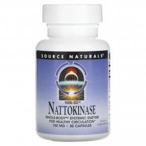 Source Naturals, NSK-SD наттокиназа, 100 мг, 30 капсул - описание | фото