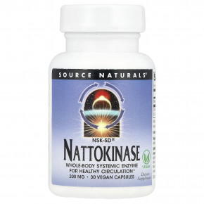 Source Naturals, NSK-SD®, наттокиназа, 200 мг, 30 веганских капсул - описание