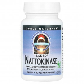 Source Naturals, NSK-SD®, наттокиназа, 200 мг, 60 веганских капсул - описание