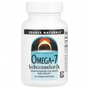 Source Naturals, Omega-7, Масло плодов облепихи, 60 вегетарианских мягких таблеток - описание