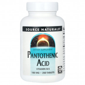 Source Naturals, пантотеновая кислота, 250 таблеток - описание | фото