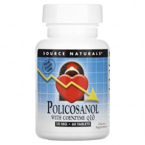 Source Naturals, Поликосанол с ферментом Q10 10 мг, 60 таблеток - описание