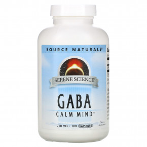 Source Naturals, Serene Science®, ГАМК, 750 мг, 180 капсул - описание