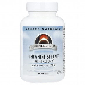 Source Naturals, Serene Science®, Theanine Serene® с Relora®, успокоительная добавка, 60 таблеток - описание | фото