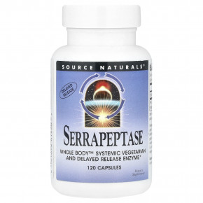 Source Naturals, серрапептаза, 120 капсул (60 000 SPU в 1 капсуле) - описание