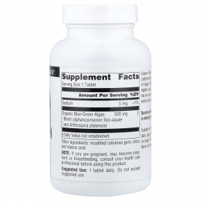 Source Naturals, сине-зелёные водоросли, 500 мг, 200 таблеток в Москве - eco-herb.ru | фото
