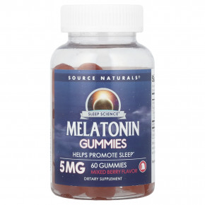 Source Naturals, Sleep Science®, жевательные мармеладки с мелатонином, ягодное ассорти, 5 мг, 60 жевательных таблеток в Москве - eco-herb.ru | фото