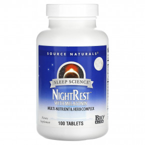 Source Naturals, Sleep Science, NightRest с мелатонином, 100 таблеток в Москве - eco-herb.ru | фото