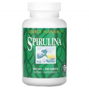 Source Naturals, Спирулина, 500 мг, 200 таблеток - описание