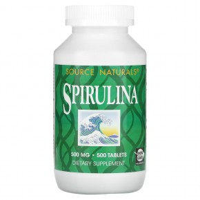 Source Naturals, Спирулина, 500 мг, 500 таблеток - описание