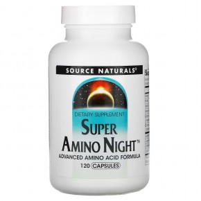Source Naturals, Super Amino Night, формула с аминокислотами, ночная, 120 капсул - описание