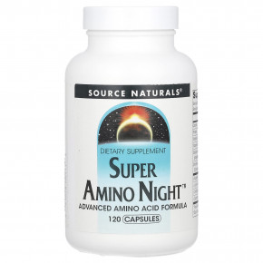 Source Naturals, Super Amino Night, формула с аминокислотами, ночная, 120 капсул - описание