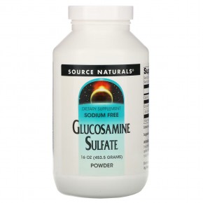 Source Naturals, Порошок сульфата глюкозамина, без натрия, 453,5 г (16 унций) в Москве - eco-herb.ru | фото