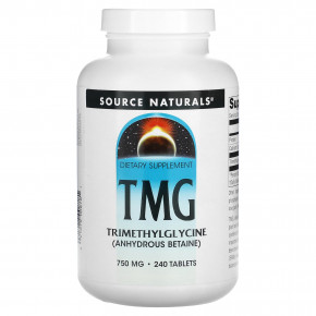 Source Naturals, TMG, триметилглицин, 750 мг, 240 таблеток - описание | фото