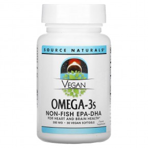 Source Naturals, Vegan Omega-3s EPA-DHA, 300 мг, 30 мягких таблеток в Москве - eco-herb.ru | фото