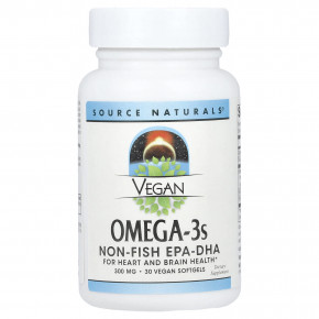 Source Naturals, веганские омега-3, 30 веганских капсул - описание | фото