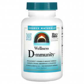 Source Naturals, Wellness D-mmunity, 5000 МЕ, 120 вегетарианских капсул (2500 МЕ в 1 капсуле) в Москве - eco-herb.ru | фото