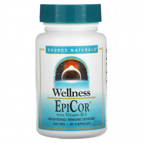 Source Naturals, Wellness, EpiCor с витамином D3, 500 мг, 30 капсул - описание