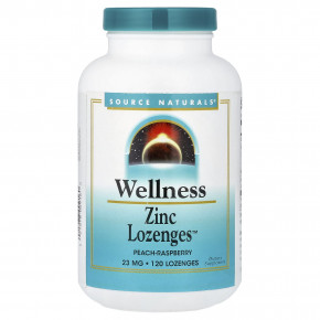 Source Naturals, Wellness Zinc Lozenges™, со вкусом персика и малины, 120 пастилок - описание | фото