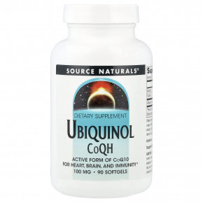 Source Naturals, убихинол коэнзим QH, 100 мг, 90 капсул - описание
