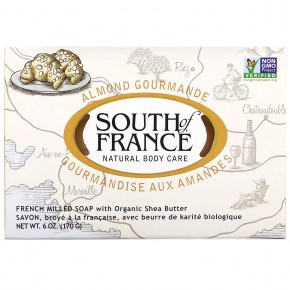 South of France, Almond Gourmande, мыло французского помола с органическим маслом ши, 170 г (6 унций) - описание