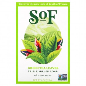 SoF, Green Tea, Кусковое мыло французского измельчения с органическим маслом ши, 6 унций (170 г) в Москве - eco-herb.ru | фото