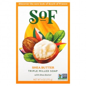 SoF, кусковое мыло тройного помола с маслом ши, масло ши, 170 г (6 унций) - описание