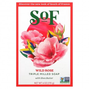 South of France, Triple Milled Soap with Shea Butter, Wild Rose, 6 oz (170 g) - описание