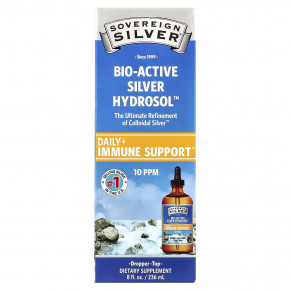 Sovereign Silver, Bio-Active Silver Hydrosol™, биоактивный гидрозоль серебра, флакон с пипеткой, для ежедневной поддержки иммунитета, 10 част./млн, 236 мл (8 жидк. унций) - описание | фото