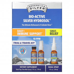 Sovereign Silver, Bio-Active Silver Hydrosol, Daily + Immune Support, Trial & Travel Kit, 10 част. / Млн, 3 шт., По 29 мл (1 жидк. унц.) в Москве - eco-herb.ru | фото