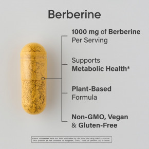 Sports Research, берберин, растительного происхождения, 1000 мг, 120 растительных капсул (500 мг в 1 капсуле) в Москве - eco-herb.ru | фото
