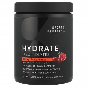 Sports Research, Hydrate, электролиты, вишня и гранат, 450 г (15,87 унции) в Москве - eco-herb.ru | фото