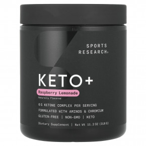 Sports Research, Keto +, малиновый лимонад, 318 г (11,2 унции) в Москве - eco-herb.ru | фото