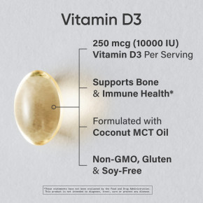 Sports Research, Витамин D3, максимальная эффективность, 250 мкг (10 000 МЕ), 120 мягких таблеток в Москве - eco-herb.ru | фото