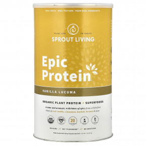 Sprout Living, Epic Protein®, органический растительный протеин и суперпродукты, ваниль и лукума, 912 г (2 фунта) - описание
