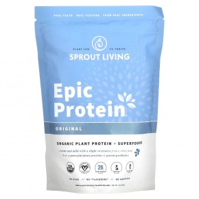 Sprout Living, Epic Protein, органический растительный протеин и суперфуды, классический вкус, 455 г (1 фунт) - описание
