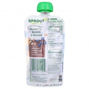 Sprout Organic, Детское питание, от 6 месяцев, голубика, банан, овсянка, 99 г (3,5 унции) в Москве - eco-herb.ru | фото